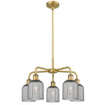 Bridal Veil 516 Chandelier - Brushed Brass / Light Smoke