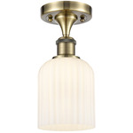 Edison Bridal Veil Semi Flush Ceiling Light - Antique Brass / Gloss White