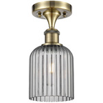 Edison Bridal Veil Semi Flush Ceiling Light - Antique Brass / Smoke