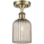 Edison Bridal Veil Semi Flush Ceiling Light - Antique Brass / Mercury
