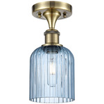 Edison Bridal Veil Semi Flush Ceiling Light - Antique Brass / Princess Blue