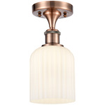 Edison Bridal Veil Semi Flush Ceiling Light - Antique Copper / Gloss White