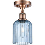 Edison Bridal Veil Semi Flush Ceiling Light - Antique Copper / Princess Blue