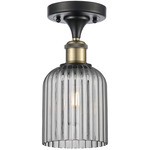 Edison Bridal Veil Semi Flush Ceiling Light - Black Antique Brass / Smoke