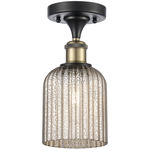 Edison Bridal Veil Semi Flush Ceiling Light - Black Antique Brass / Mercury