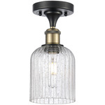 Edison Bridal Veil Semi Flush Ceiling Light - Black Antique Brass / Clear Seedy