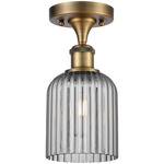 Edison Bridal Veil Semi Flush Ceiling Light - Brushed Brass / Smoke