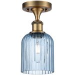 Edison Bridal Veil Semi Flush Ceiling Light - Brushed Brass / Princess Blue