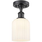 Edison Bridal Veil Semi Flush Ceiling Light - Matte Black / Gloss White