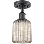Edison Bridal Veil Semi Flush Ceiling Light - Matte Black / Mercury