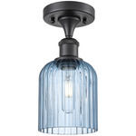 Edison Bridal Veil Semi Flush Ceiling Light - Matte Black / Princess Blue