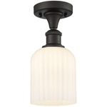 Edison Bridal Veil Semi Flush Ceiling Light - Oil Rubbed Bronze / Gloss White