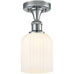 Edison Bridal Veil Semi Flush Ceiling Light - Polished Chrome / Gloss White