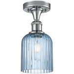 Edison Bridal Veil Semi Flush Ceiling Light - Polished Chrome / Princess Blue