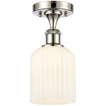 Edison Bridal Veil Semi Flush Ceiling Light - Polished Nickel / Gloss White