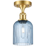 Edison Bridal Veil Semi Flush Ceiling Light - Satin Gold / Princess Blue