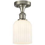 Edison Bridal Veil Semi Flush Ceiling Light - Satin Nickel / Gloss White