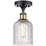 Edison Bridal Veil Semi Flush Ceiling Light - Black Antique Brass / Clear