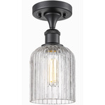 Edison Bridal Veil Semi Flush Ceiling Light - Matte Black / Clear