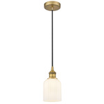 Edison Bridal Veil 616 Cord Pendant - Brushed Brass / Gloss White