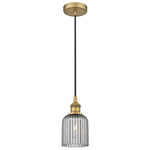 Edison Bridal Veil 616 Cord Pendant - Brushed Brass / Light Smoke