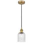 Edison Bridal Veil 616 Cord Pendant - Brushed Brass / Seedy
