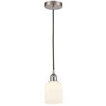 Edison Bridal Veil 616 Cord Pendant - Brushed Satin Nickel / Gloss White