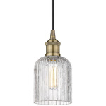 Edison Bridal Veil Cord Hung Pendant - Antique Brass / Clear