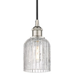 Edison Bridal Veil Cord Hung Pendant - Polished Nickel / Clear