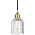 Edison Bridal Veil Cord Hung Pendant - Satin Gold / Clear