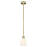 Edison Bridal Veil 616 Stem Pendant - Antique Brass / Gloss White