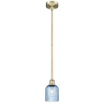 Edison Bridal Veil 616 Stem Pendant - Antique Brass / Princess Blue