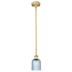 Edison Bridal Veil 616 Stem Pendant - Brushed Brass / Princess Blue