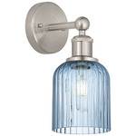 Edison Bridal Veil Wall Sconce - Satin Nickel / Princess Blue