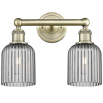 Edison Bridal Veil Bathroom Vanity Light - Antique Brass / Smoke