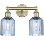 Edison Bridal Veil Bathroom Vanity Light - Antique Brass / Princess Blue