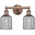 Edison Bridal Veil Bathroom Vanity Light - Antique Copper / Smoke
