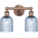 Edison Bridal Veil Bathroom Vanity Light - Antique Copper / Princess Blue