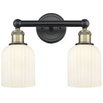 Edison Bridal Veil Bathroom Vanity Light - Black Antique Brass / Gloss White