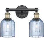 Edison Bridal Veil Bathroom Vanity Light - Black Antique Brass / Princess Blue