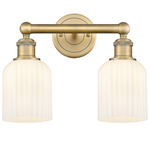 Edison Bridal Veil Bathroom Vanity Light - Brushed Brass / Glossy White
