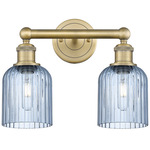 Edison Bridal Veil Bathroom Vanity Light - Brushed Brass / Princess Blue
