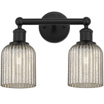 Edison Bridal Veil Bathroom Vanity Light - Matte Black / Mercury