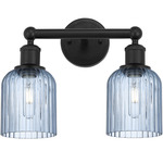 Edison Bridal Veil Bathroom Vanity Light - Matte Black / Princess Blue