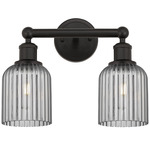 Edison Bridal Veil Bathroom Vanity Light - Oil Rubbed Bronze / Smoke