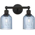 Edison Bridal Veil Bathroom Vanity Light - Oil Rubbed Bronze / Princess Blue