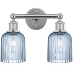 Edison Bridal Veil Bathroom Vanity Light - Polished Chrome / Princess Blue