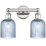 Edison Bridal Veil Bathroom Vanity Light - Polished Nickel / Princess Blue