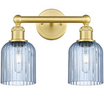 Edison Bridal Veil Bathroom Vanity Light - Satin Gold / Princess Blue