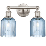 Edison Bridal Veil Bathroom Vanity Light - Satin Nickel / Princess Blue